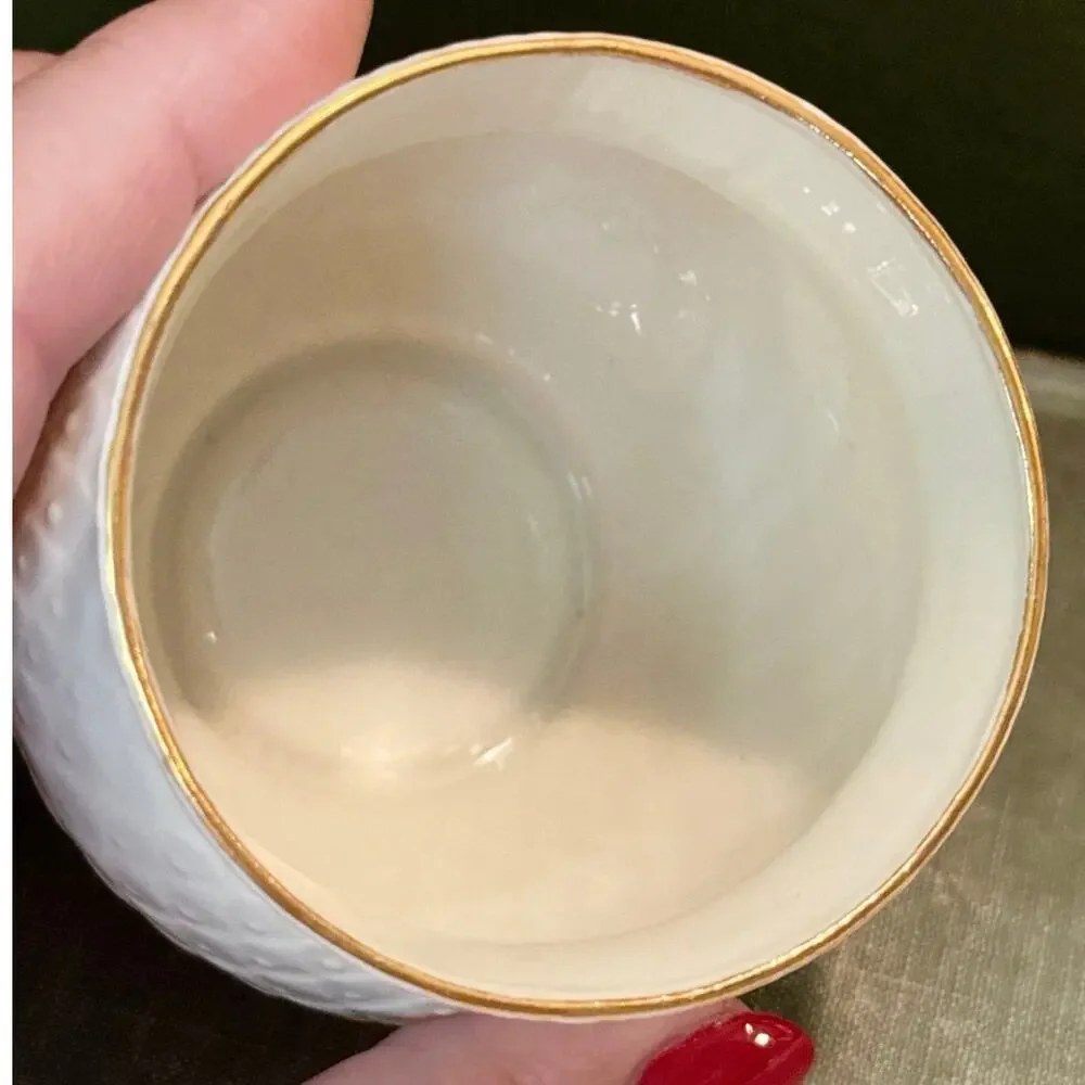 Belleek Mini Vase • Thistle Motif • 2001 • Gold “m” • 2.75”